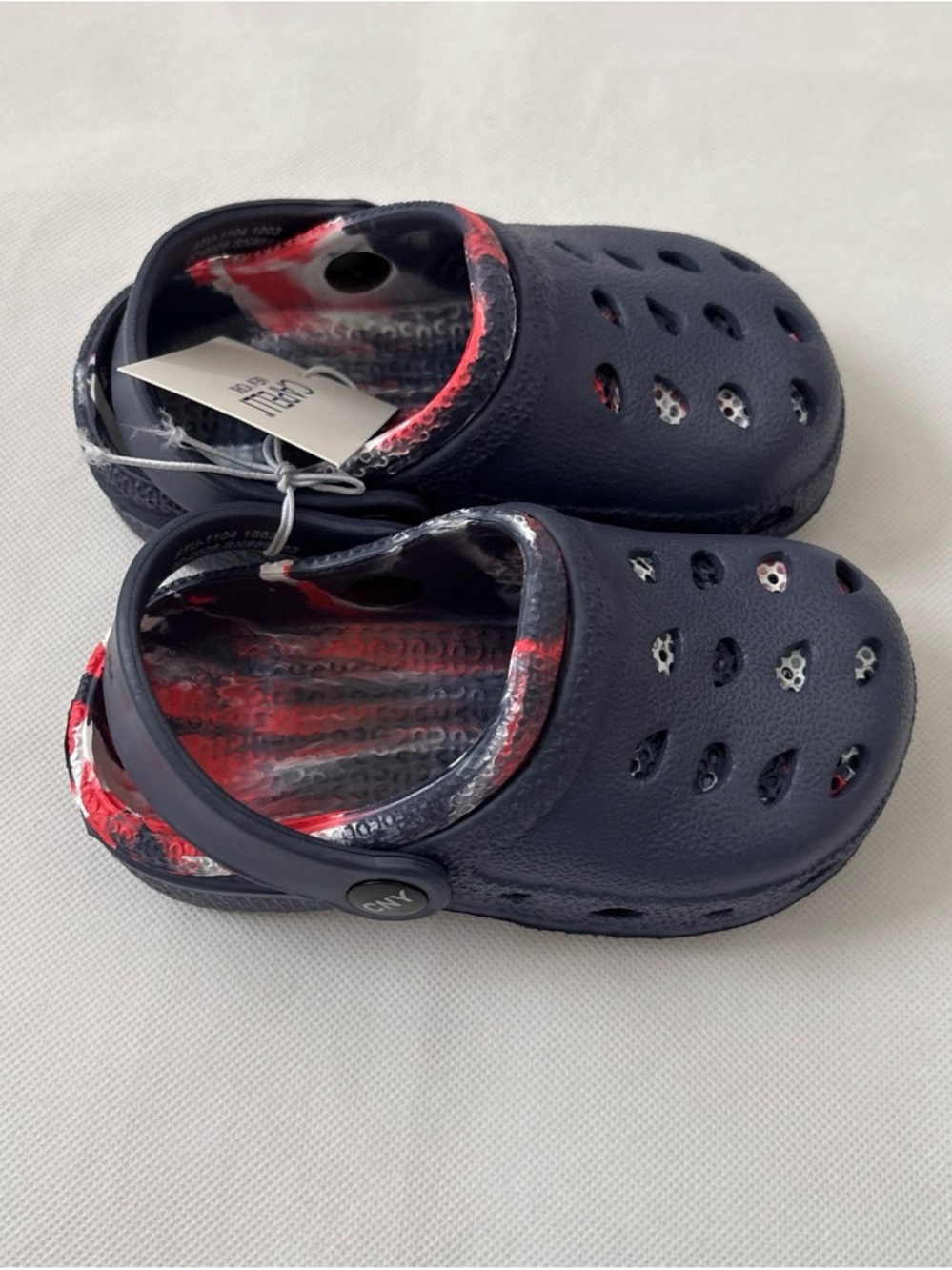 Capelli of New York Navy Blue Kids Water Clogs with Red Accents